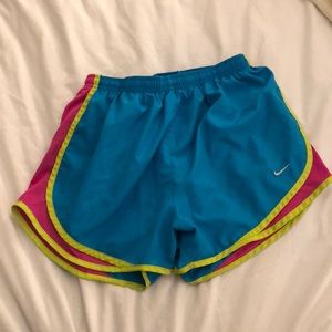 Nike Tempo Dri-Fit Shorts EUC M Blue Green Pink